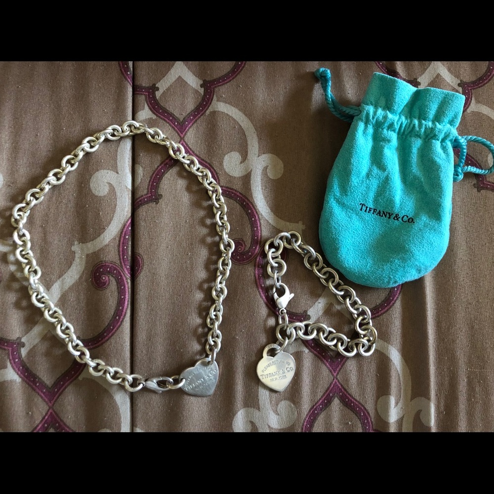 Tiffany’s heart shaped necklace and bracelet set